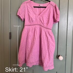 100% Cotton Pink Eyelet Summer Dress